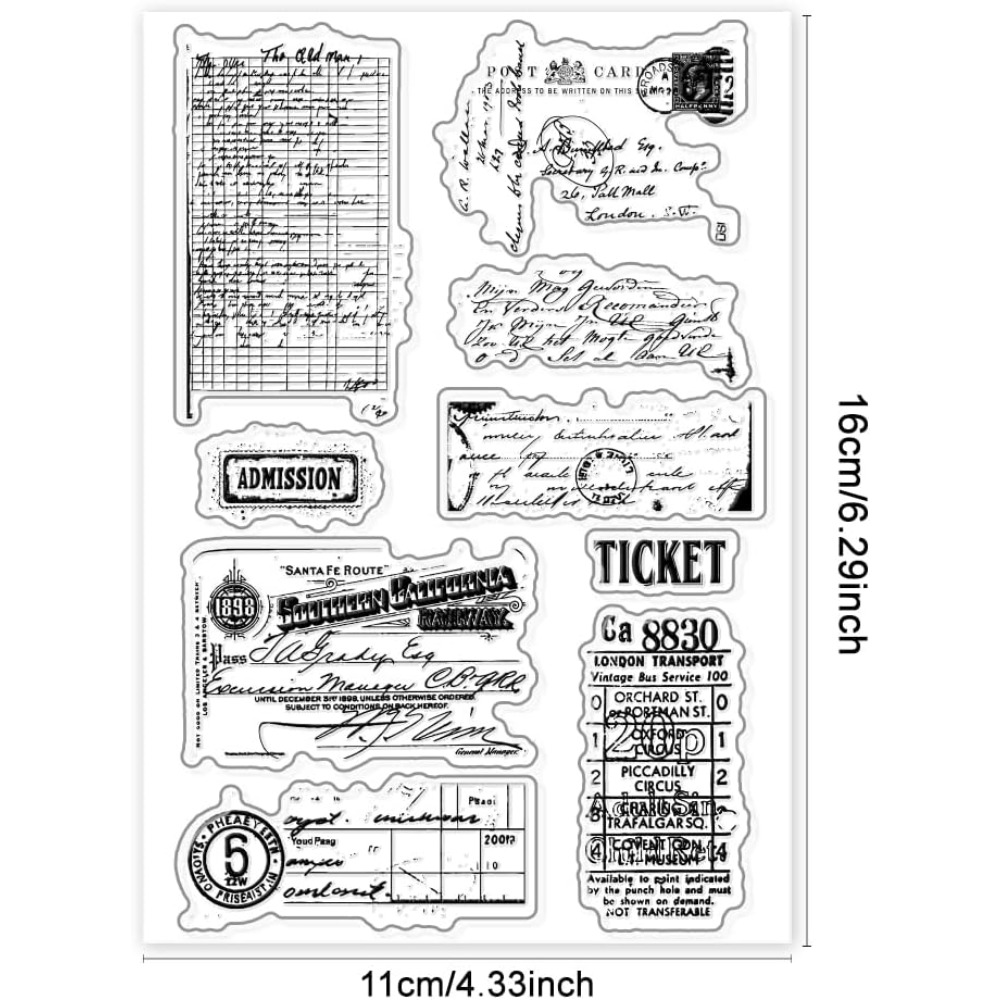 Art Craft Activity - Retro Ticket Clear Stamps for Card