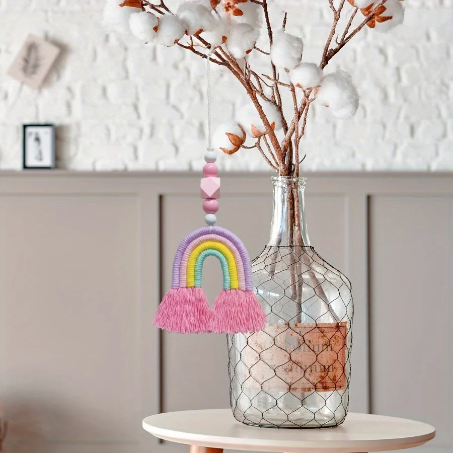Art And Craft For Nursery - Pink Rainbow Wind Chimes Weaving Miniature