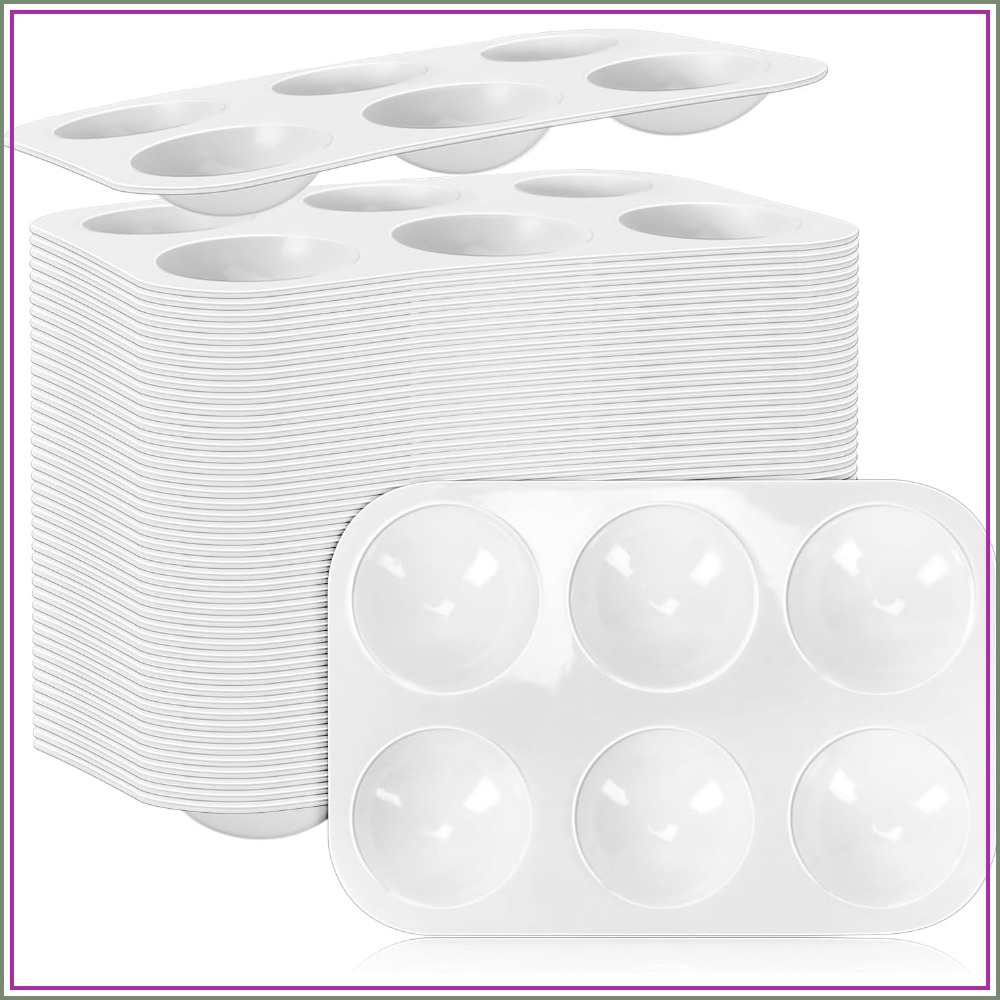 Art Craft Class - 50 Pack 6-Well Plastic Paint Palettes
