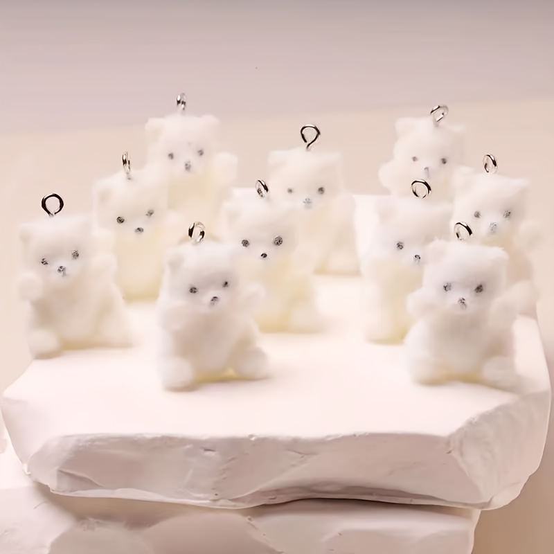 Art Craft Activity - 6Pcs Polar Bear Resin Charms Christmas