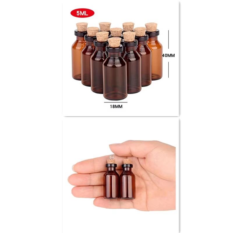 Art Craft Zoo - 200pcs Small Amber Glass Bottles with