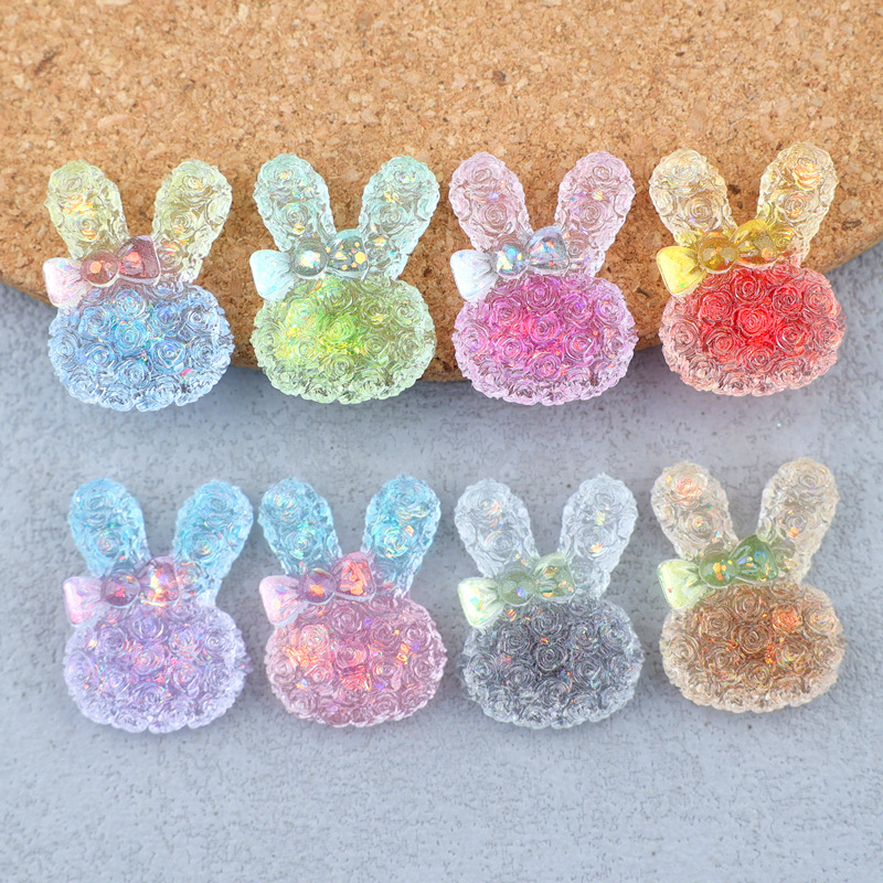 Art Craft Activity - 5PCS 18*25mm Luminous Gradient Rabbit Resin