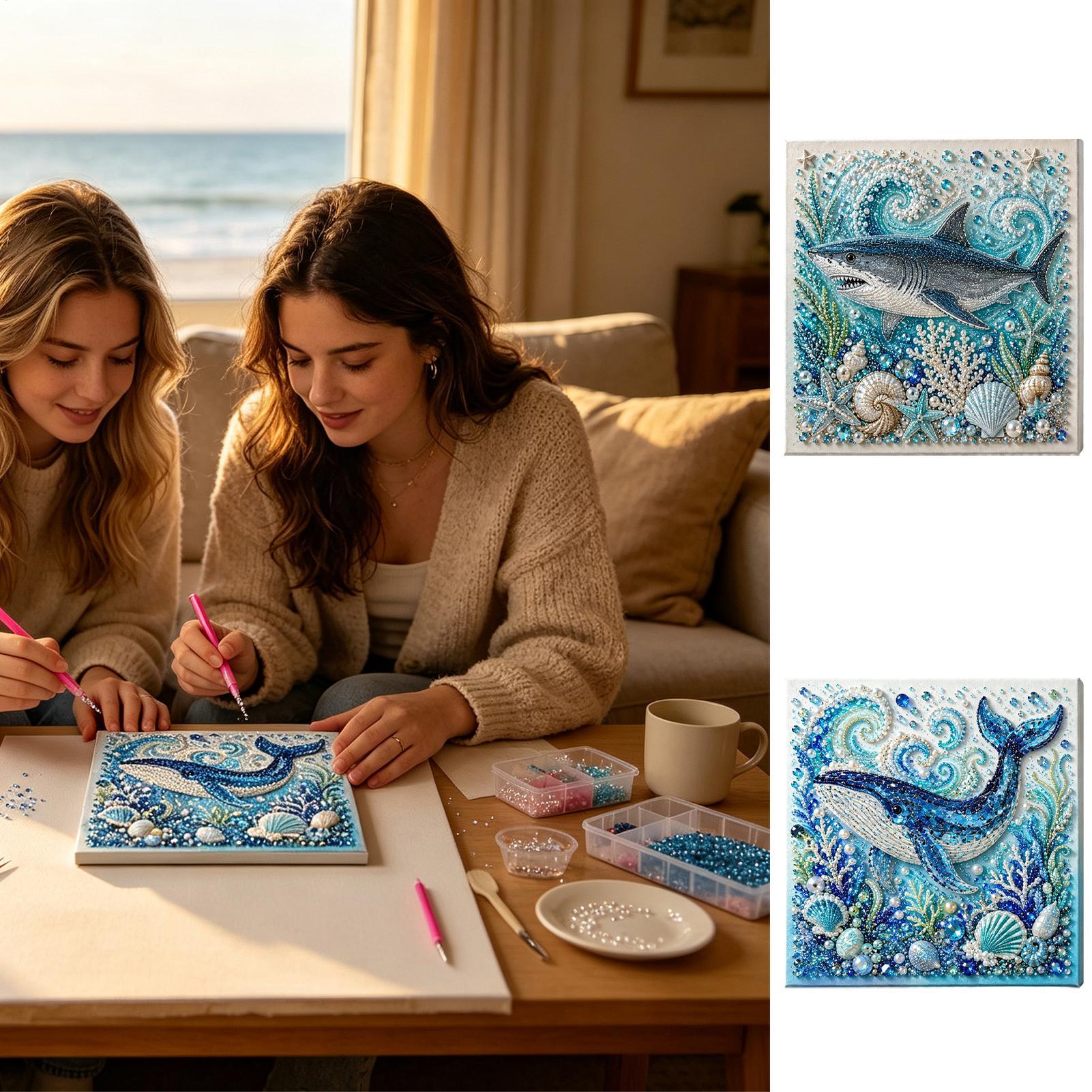Art Craft Activities - Rhinestone Art Pearl 3D Sparkling Coastal