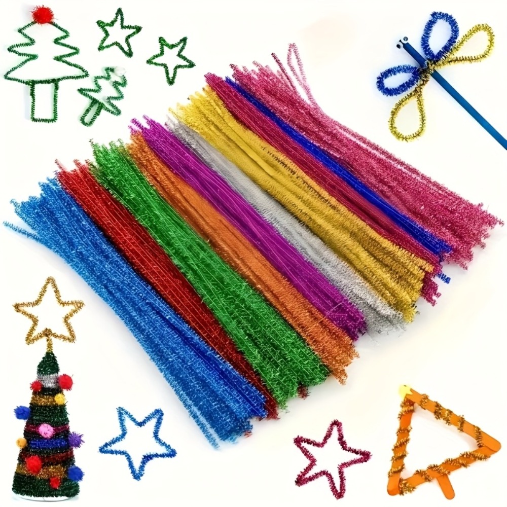 Art Craft Movement - 100Pcs 30cm Sparkling Plush Pipe Cleaners